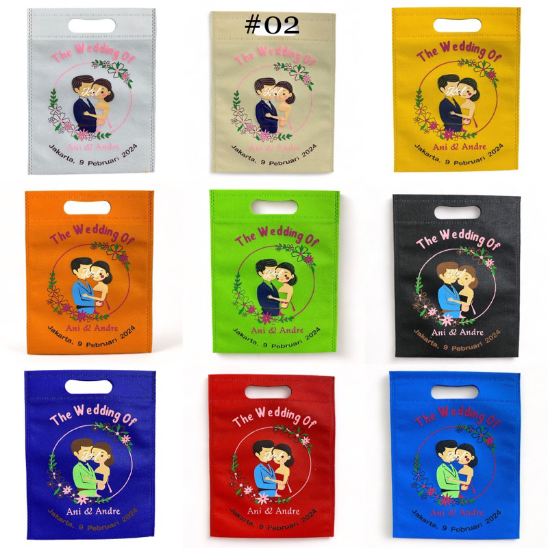 

Tas Spunbond / Tas Kain Belanja / Goodie Bag OVAL SOUVENIR WEDDING 20x26