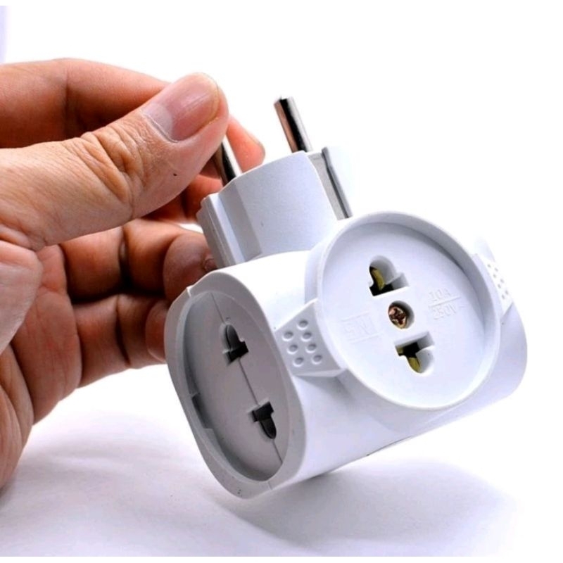 Steker T Multi 4 Cabang - 4 Lubang Colokan Steker