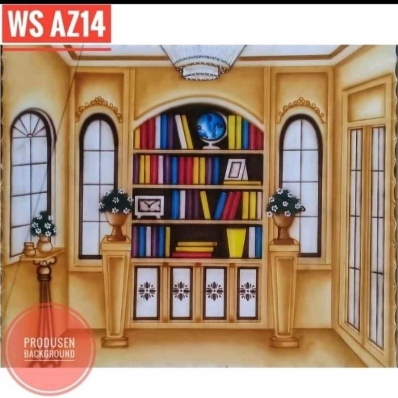 READY TERLARIS COD Kain 3x2,5m Background Wisuda Latar Rak Buku Studio Foto WS AZ14