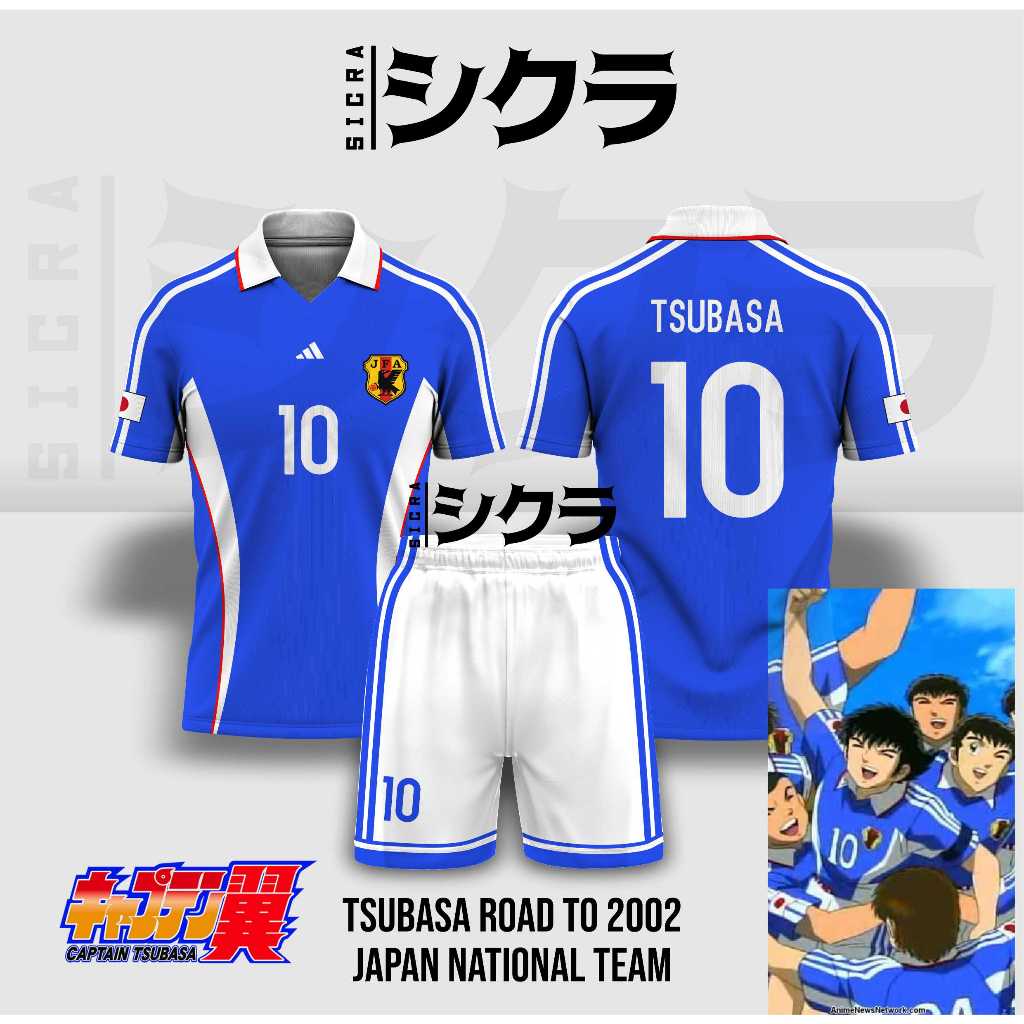 Jersey Japan Tsubasa Classic Road to 2002 Anime | Jersey Timnas Jepang Tsubasa Cosplay Bola Manga