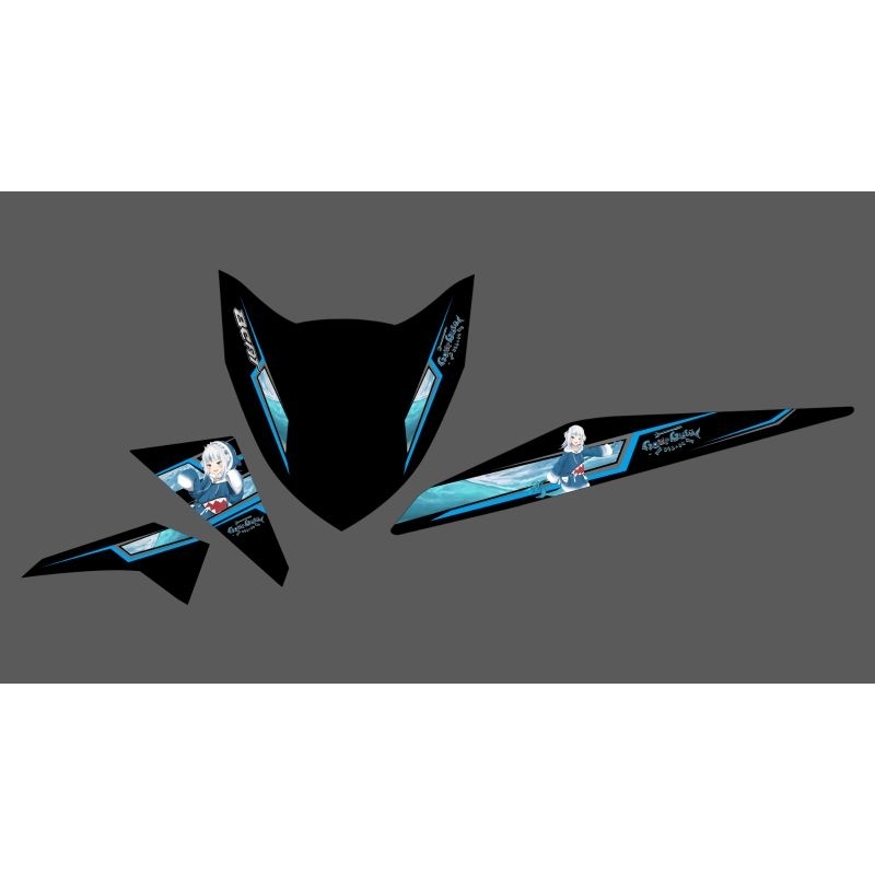 STIRPING STICKER TRANSPARAN BEAT FI 110 MOTIF ANIME GAWR GURA CUSTOM