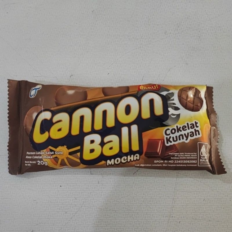 

Cannon Ball Mocha 20gr / Cokelat kunyah / Permen Lunak Salut Gula