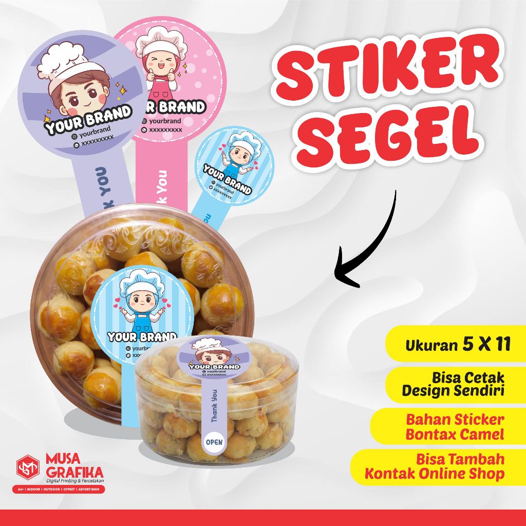 

Cetak Stiker Toples /Stiker Botol Custom | Sticker Segel Toples Kue Kering Kemasan Makanan / Label Makanan
