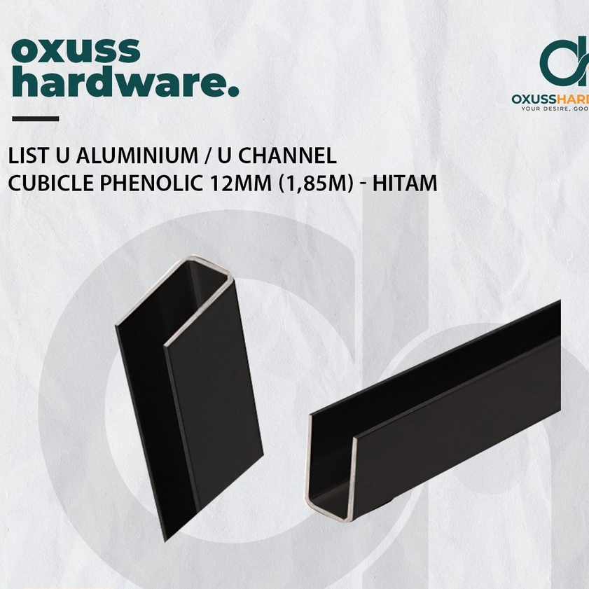 List U Aluminium / U Channel Cubicle Phenolic 12MM (1,85M) - Hitam