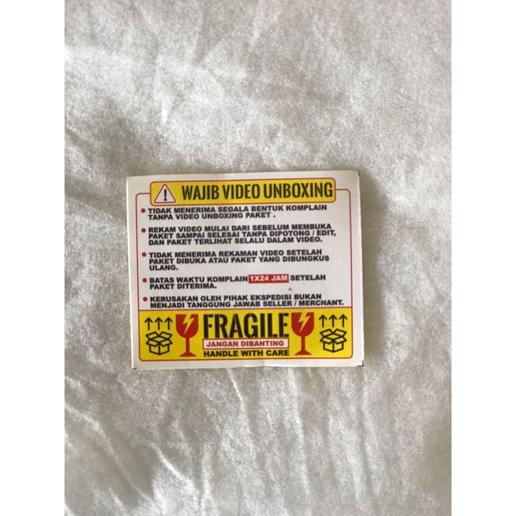 

sticker label fragile video unboxing pecah kemasan ukuran 6x5cm