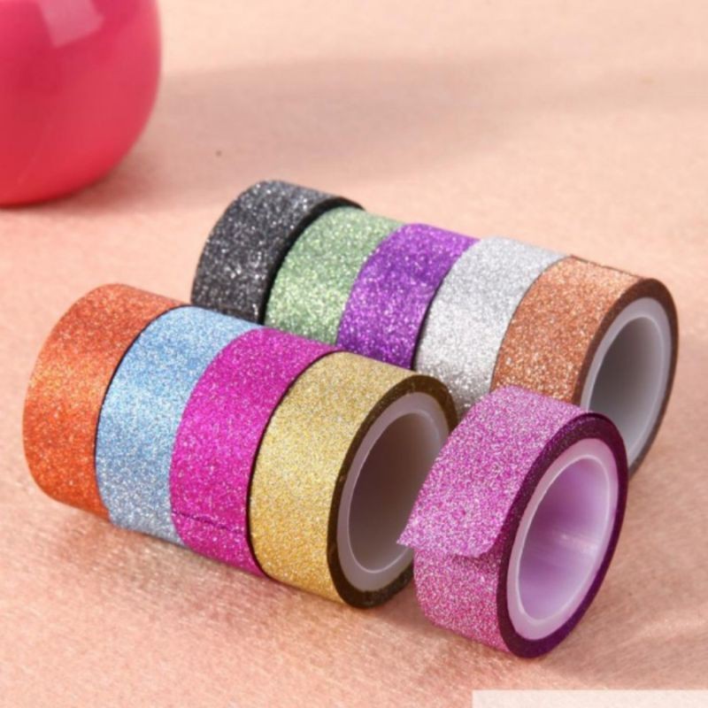 

ISOLASI GLITTER / ISOLASI DEKORASI / SELOTIP GLITTER / ISOLASI GLITTER KECIL