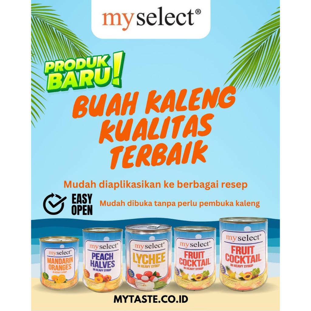 

QH Myselect fruit cocktail in Heavy Syrup koktil buah kemasan kaleng 820 gr