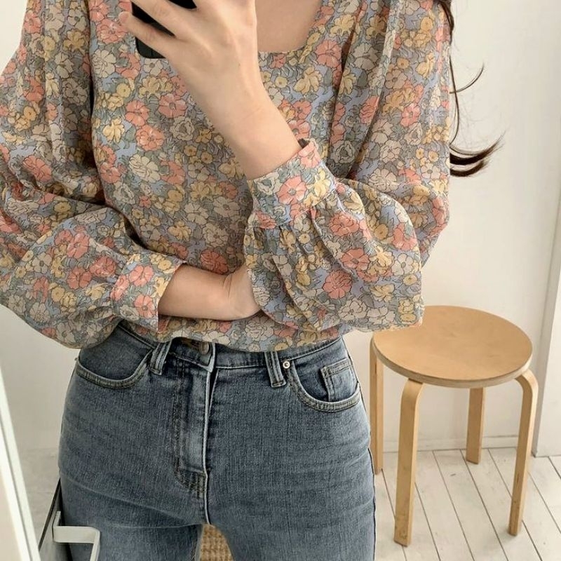 Blouse Floral Bunga Bunga/Blouse Floral/Blouse Motif Bunga/Blouse Bunga Korean
