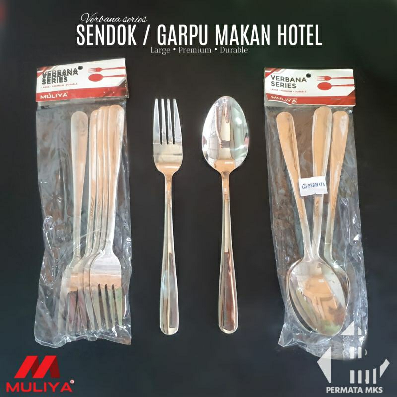 Sendok Garpu Makan Hotel Stainless Panjang Tebal Premium Verbana Series Muliya