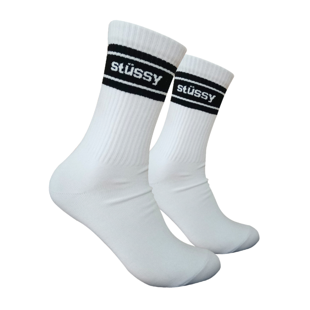 Kaos Kaki Motif Stussy Putih No M61