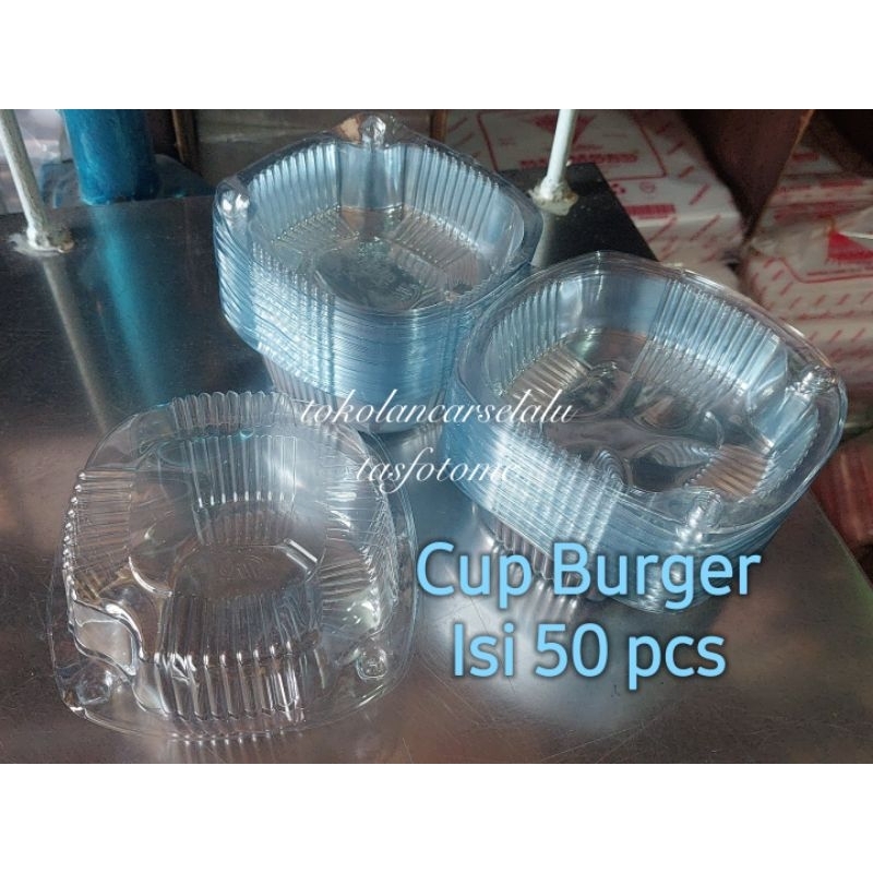 Cup Burger / Cupcake wadah plastik hamburger kue kotak burger roti korea