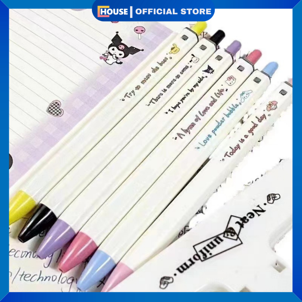 

(COD) Pena Dorong Sanrio Pena Gel Lucu ins Alat Tulis Anak Square Pen Pena Netral Sederhana