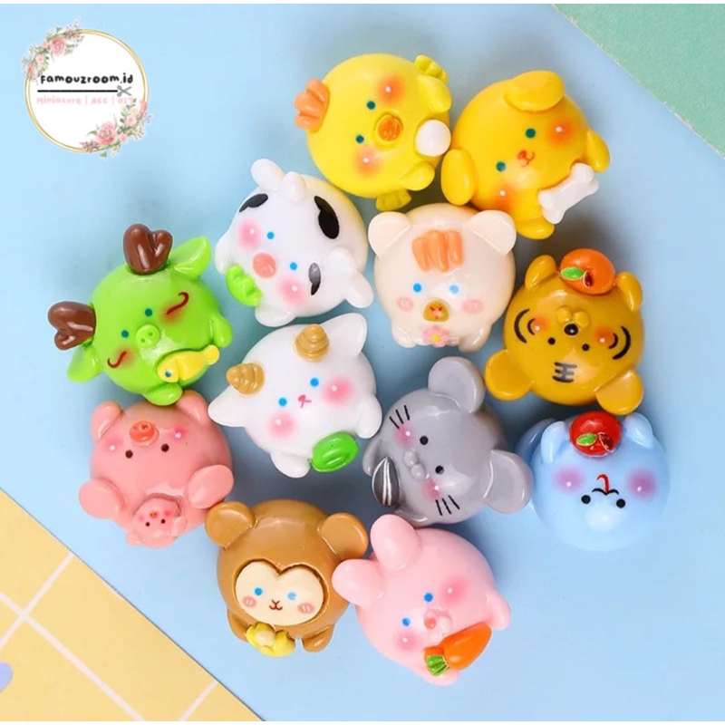 Miniatur Ornamen Hewan Shio - Miniatur Shio Kuda / Kerbau / Naga / Ayam - Miniatur Karakter Hewan un