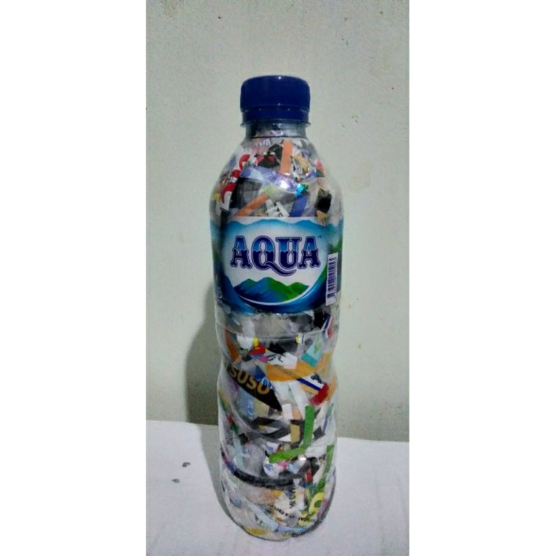 Ecobrick botol Aqua 600ml berat 280 - 300gram isi padat murah