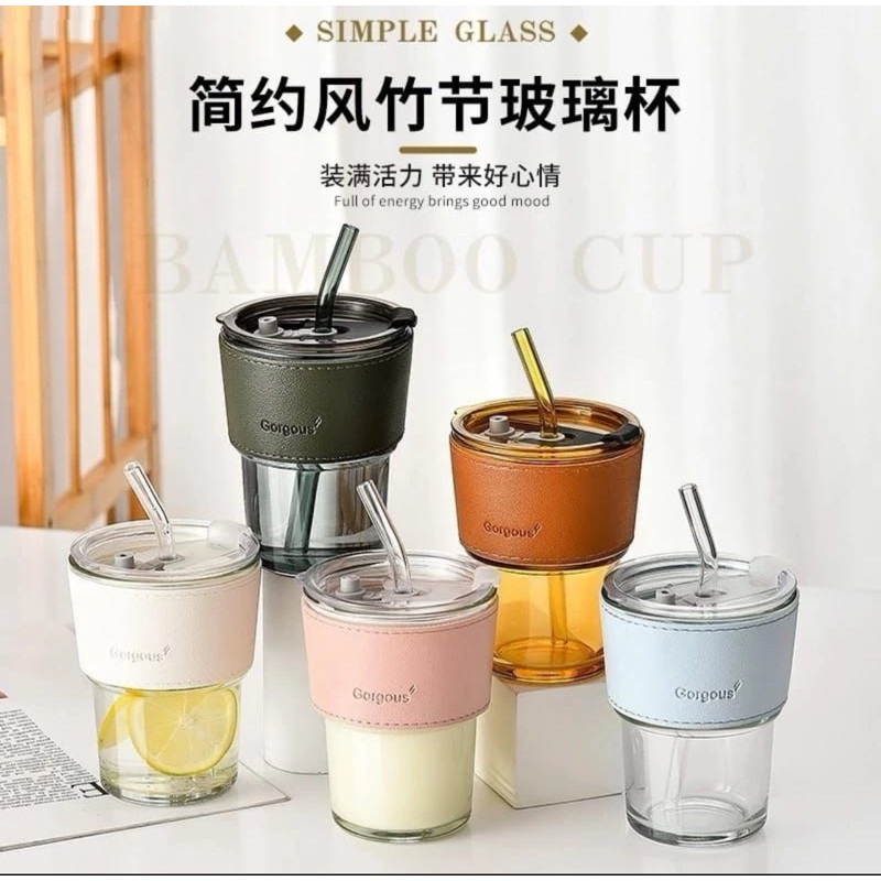 Gelas Kaca Gorgous 400ml Gelas Kaca Korean Aesthetic Gelas Kaca Sedotan Gelas Kaca Murah