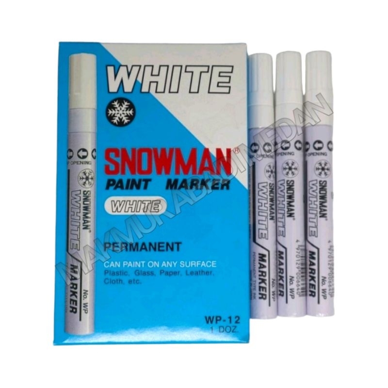 

(1Pcs) Spidol Snowman Paint Marker Permanent White WP-12 / Gold GP-12 / Silver SP-12 / Spidol Permanent Snowman Paint Marker / Spidol Permanen tidak bisa dihapus