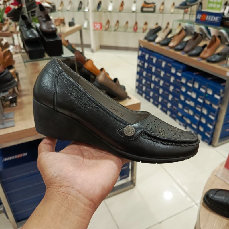 WEDGES FORMAL KULIT BRAND PIERRE CARDIN & ROHDE ORIGINAL TINGGI SOL 5-7 CM || SEPATU FORMAL WANITA S