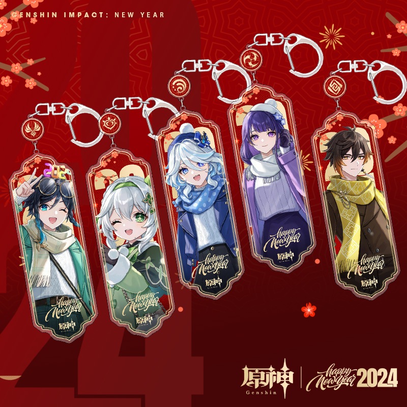 Genshin Impact Gantungan kunci 2024 Furina Raiden Zhongli Nahida Venti