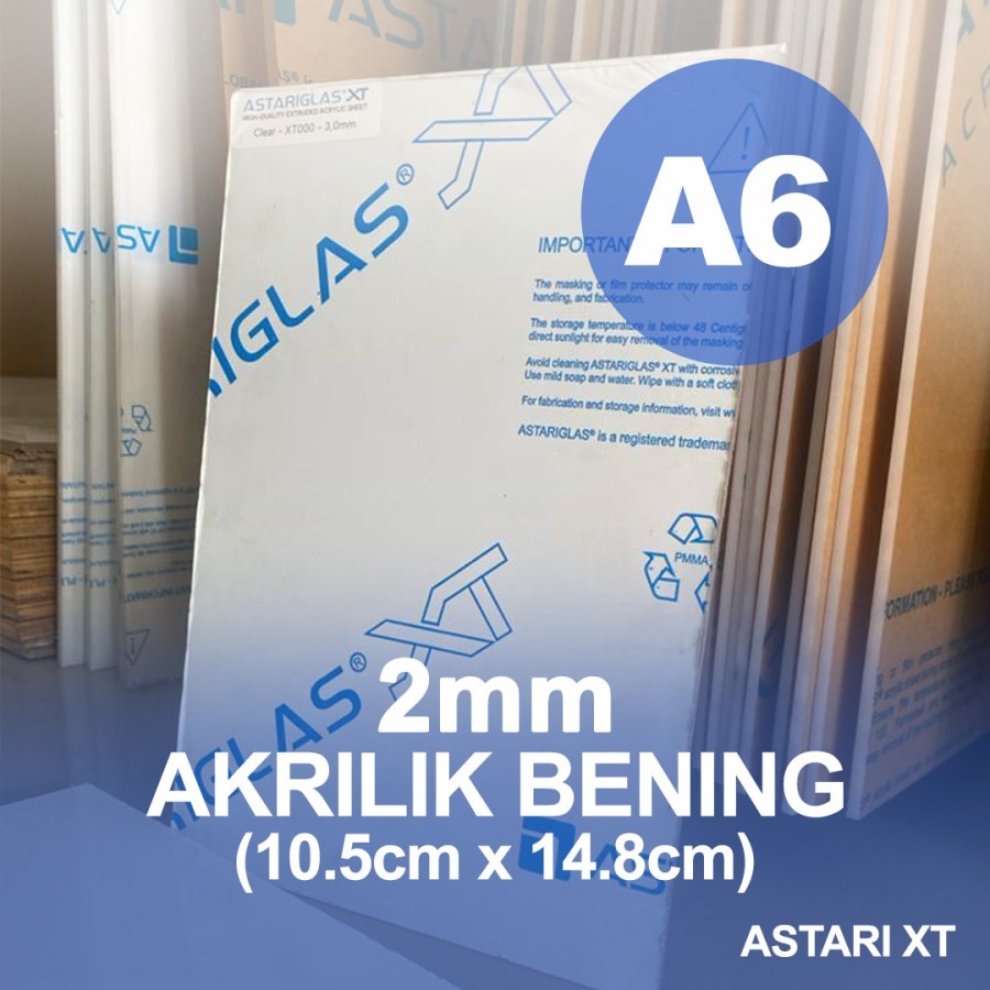 

Akrilik A6 Bening 2mm Potongan 10.5cm x 14.8cm ASTARI XT Lembaran