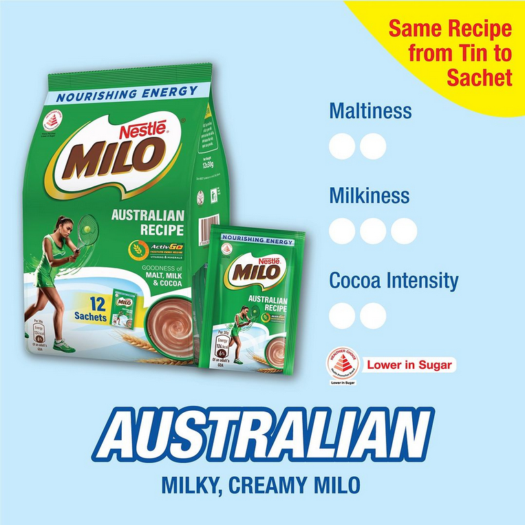 

Milo Activ-Go Australian Recipe Sachet with Milk 12s
