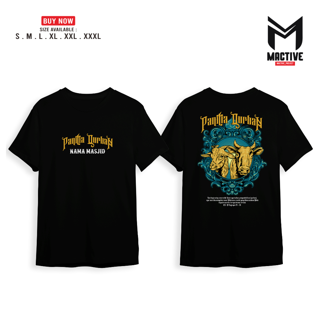 KAOS PANITIA QURBAN CUSTOM NAMA MASJID SAPI KAMBING IDUL ADHA CUSTOM NAMA/MASJID / KAOS SABLON CUSTO