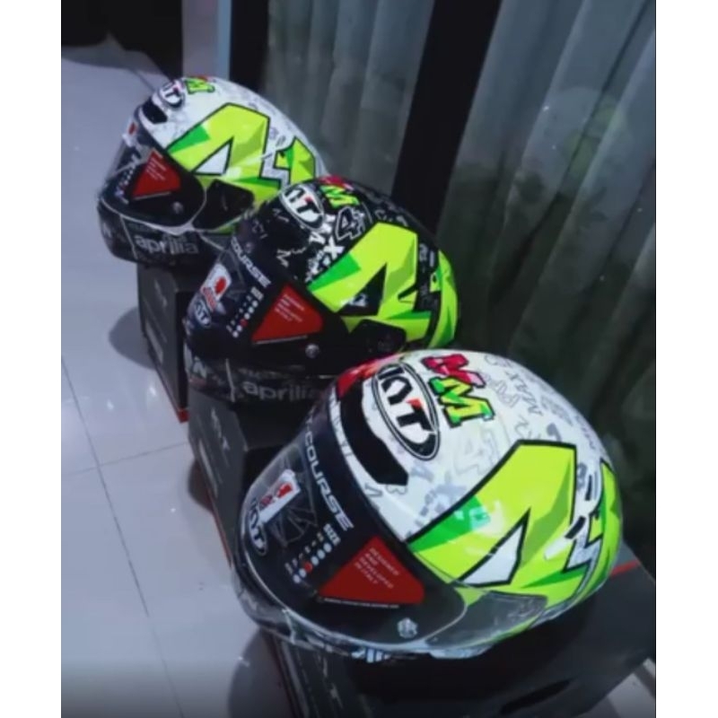 HELM TT COURSE REPAINT ESPARGARO 2021 WHITE DAN BLACK GLOSS