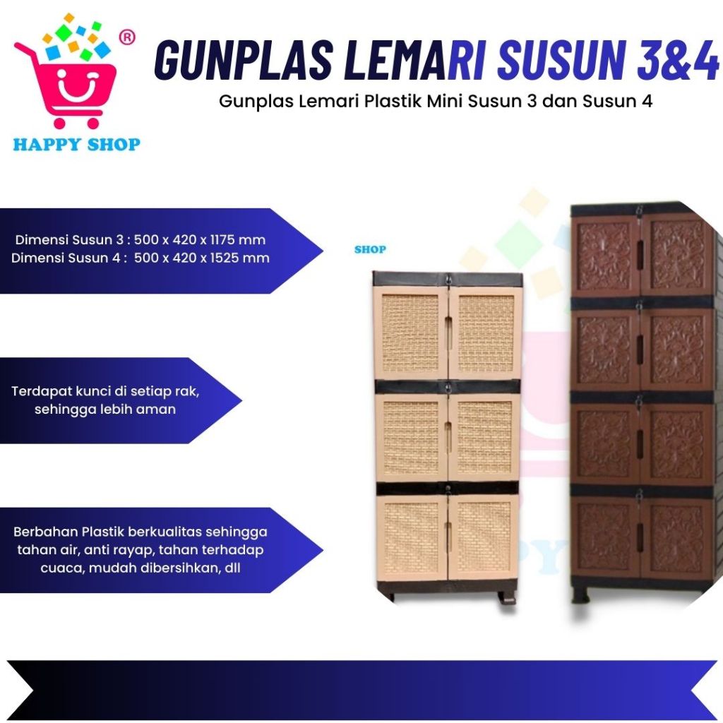 INSTANT  Gunplas Lemari Plastik Mini Susun 3 dan Susun 4