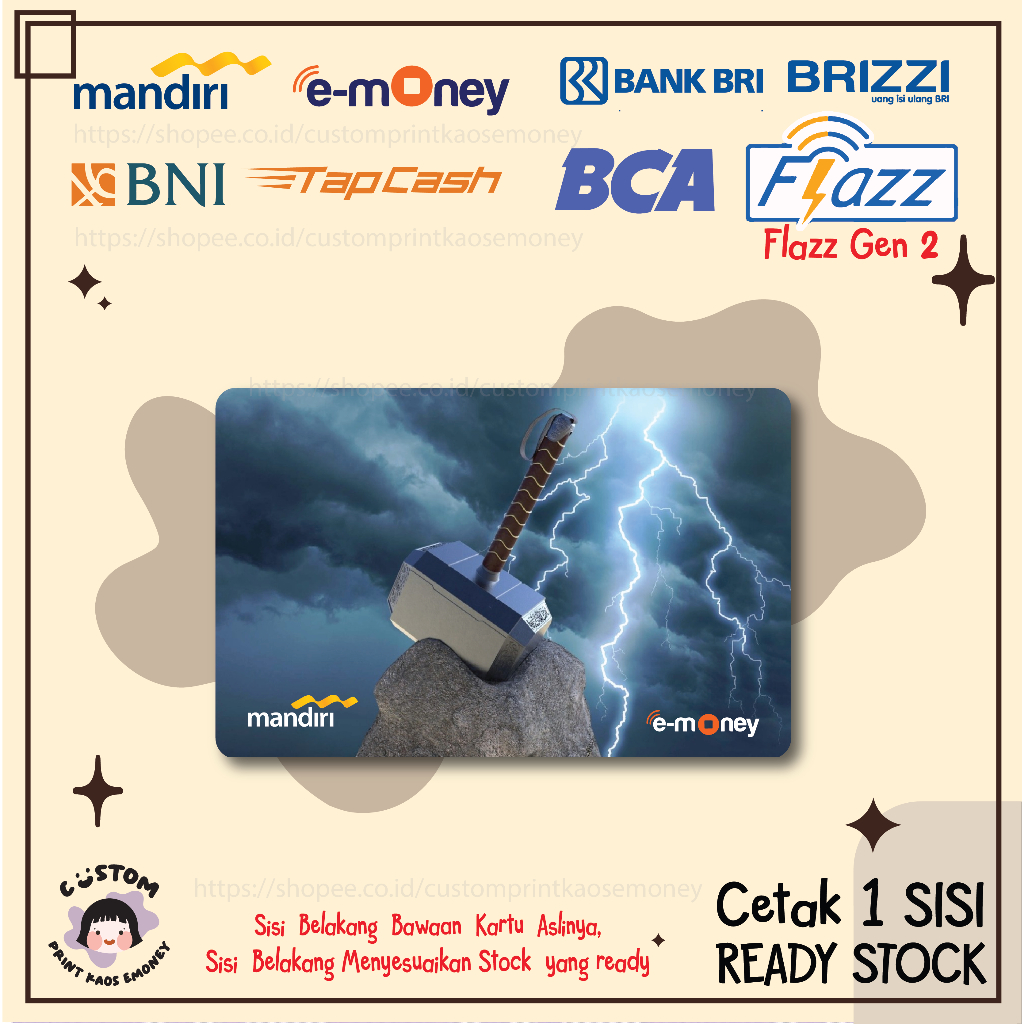 KARTU EMONEY ETOLL ANIME SUPERHERO PALU THOR AVENGERS KEREN CUTE E MONEY ETOLL MANDIRI FLAZZ BCA GEN