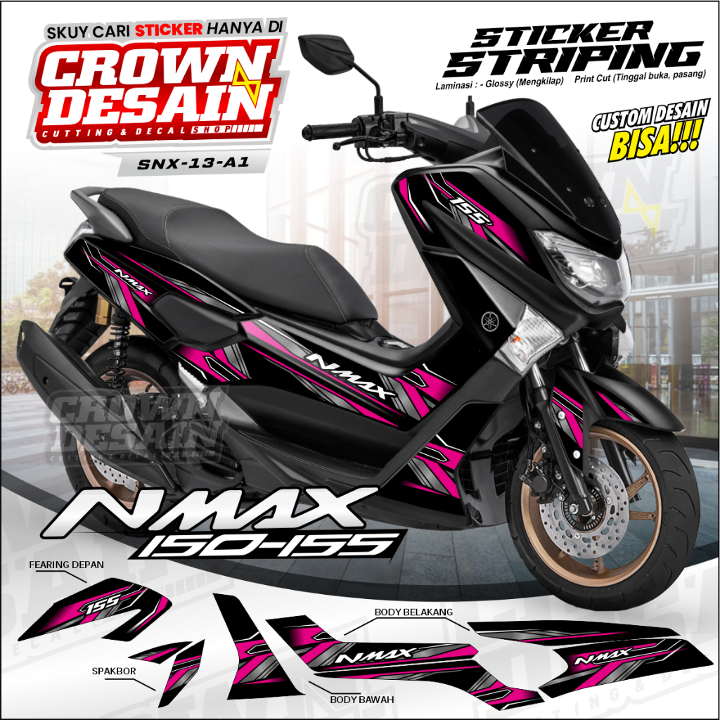 Striping Nmax 155 Old Desain Minimalis Stiker Semifull Body Yamaha NMAX 155 Old Variasi Warna - SNX