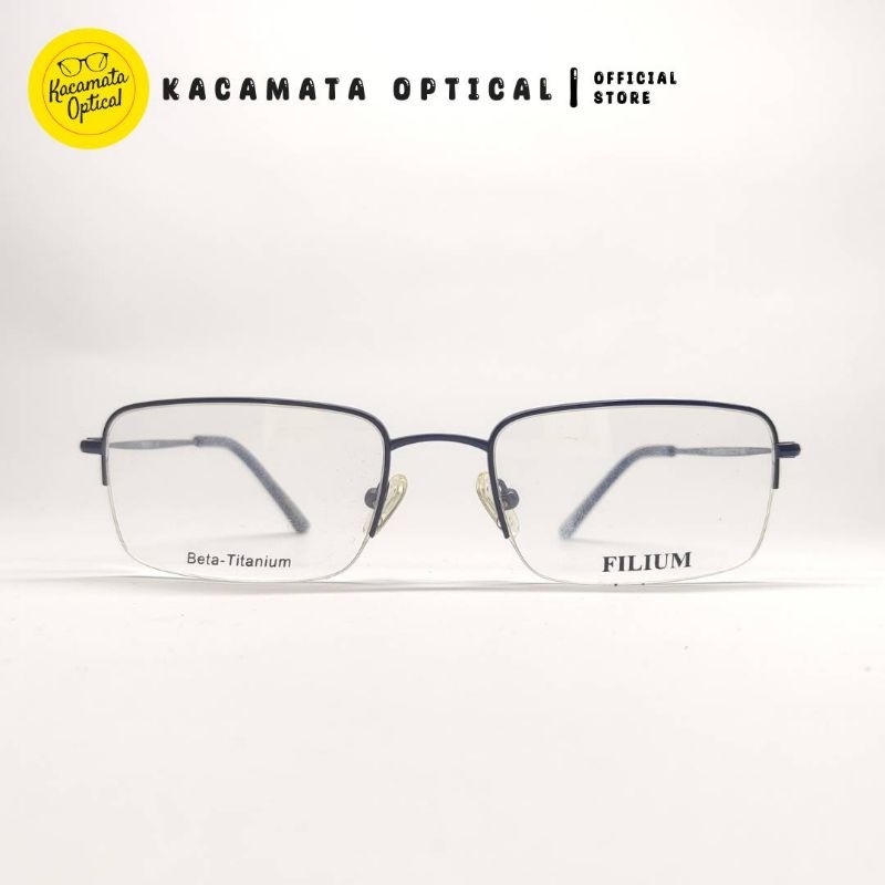 KACAMATA OPTICAL - Frame KMO1518 Half Frame Biru Besi Plastik
