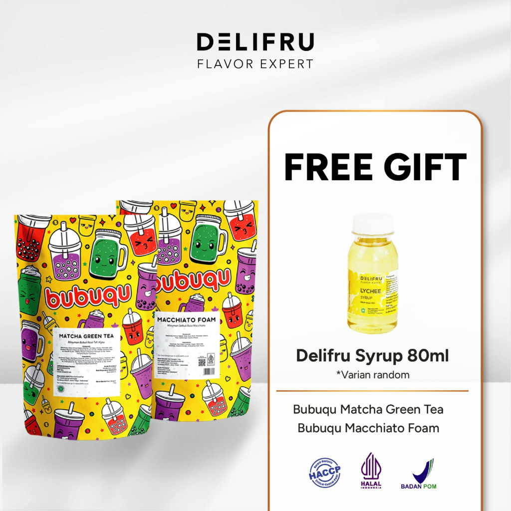 

Bubuqu Paket Bundling Bubuk Minuman Matcha Green Tea 1Kg + Powder Macchiato Foam 1Kg