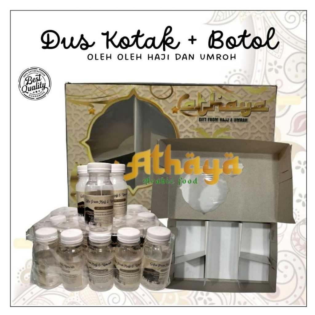 

Packaging souvenir oleh oleh haji dan umroh isi 100 botol 100 dus