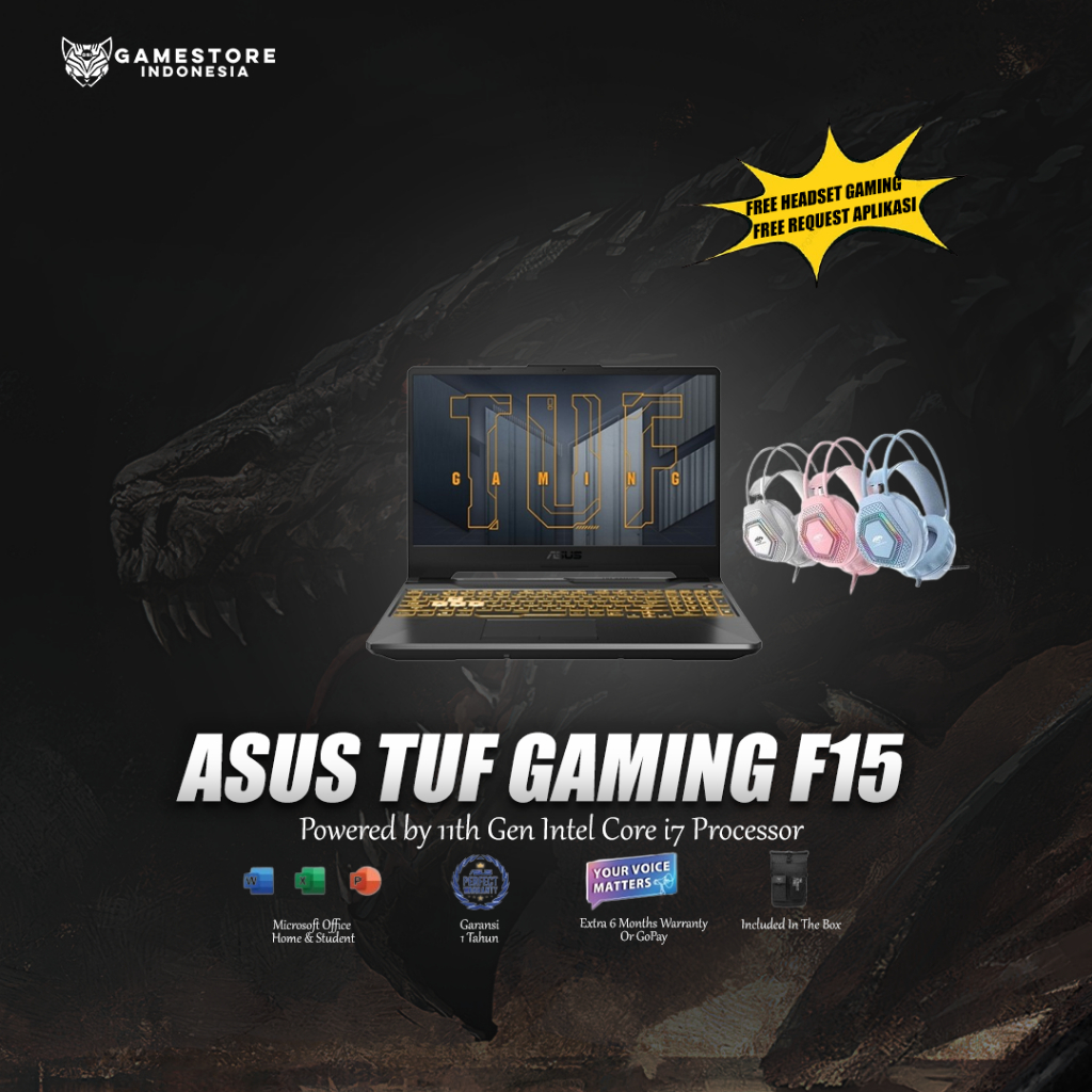 ASUS TUF F15 FX506HC-I535B6T-O11 15.6",I5-11400H/RTX3050_V4G/8G/512G/144Hz/OPI/11
