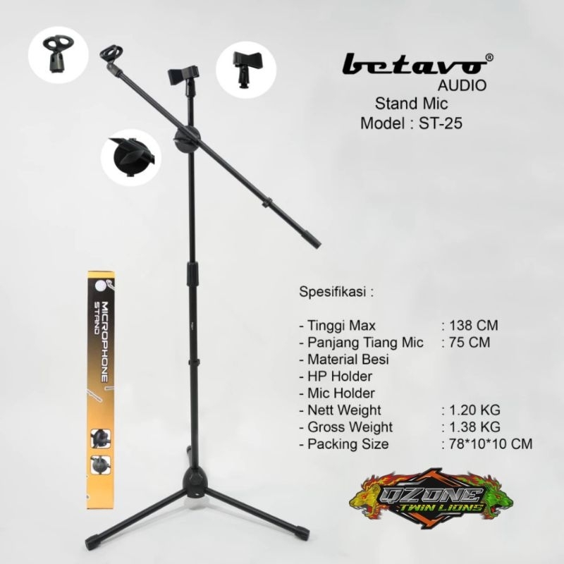 STAND MIC BETAVO ST-25 PROFESIONAL STAND MICROPHONE STAND MIC PANJANG