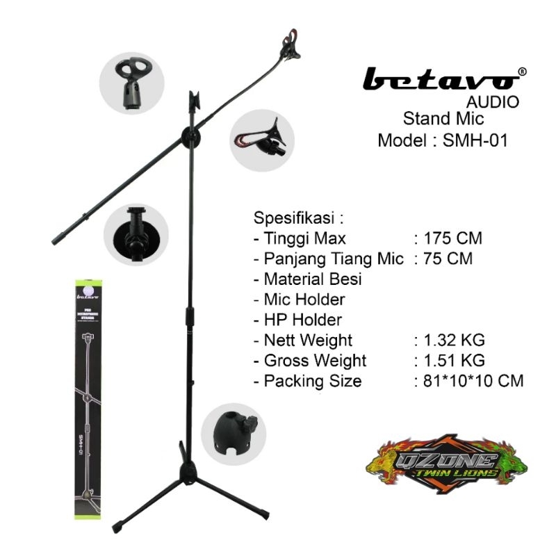 STAND MIC BETAVO SMH-01 PROFESIONAL STAND MICROPHONE STAND MIC PANJANG