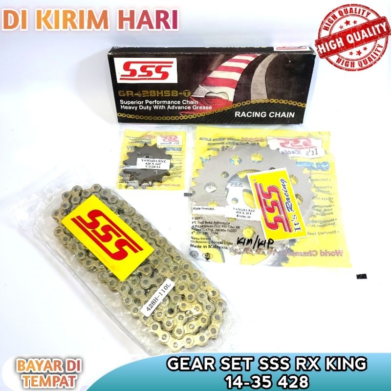 GEAR SET SSS 428 RX KING 14-35 NAFAS PANJANG COCOK UNTUK TURING