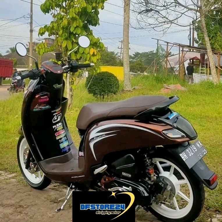 stripping lis sticker standar ori Honda scoopy stylish Tahun 2014 2015 hitam