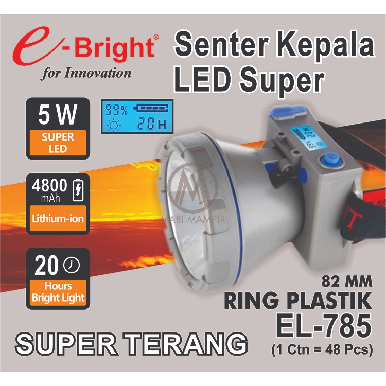 Senter Kepala Besar Digital Super Terang EL-785