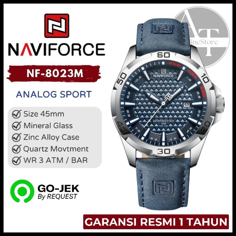 Jam Tangan Pria Naviforce 8023 NF-8023M Silver Navy ORIGINAL Resmi