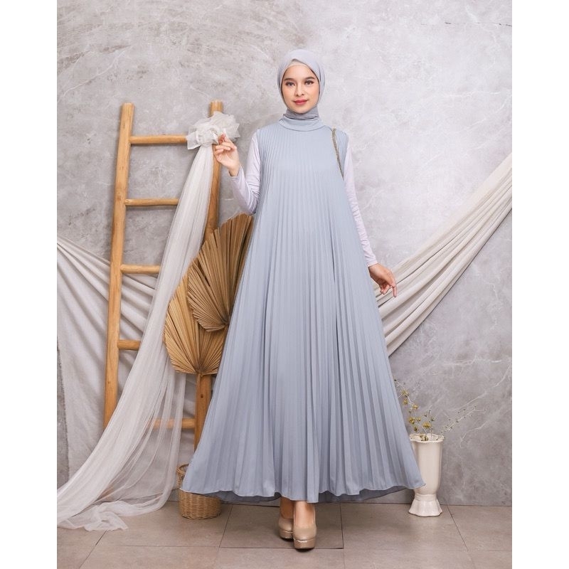 Dress plisket panjang 135 cm / inner dress plisket maxy pleats New / Gamis Plisket Yukensi tanpa Len