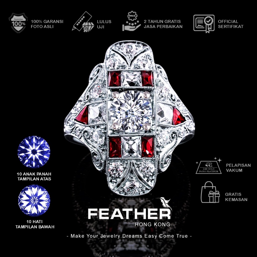 FEATHER HONGKONG - ( ADA SIZE ) - Cincin Cowok Pria Couple Wanita Lapisan Platinum Jewelry Laki-Laki