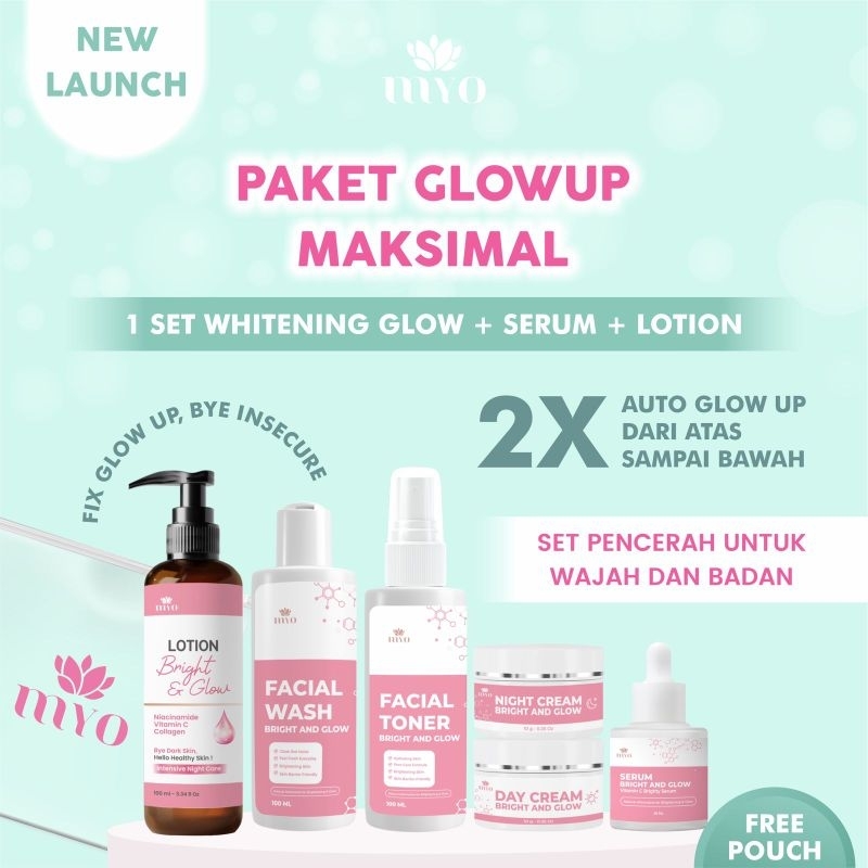 MYO BEAUTY LOTION SET SKINCARE SERUM WHITENING BRIGHT & GLOW ORIGINAL BPOM ( AGEN RESMI)