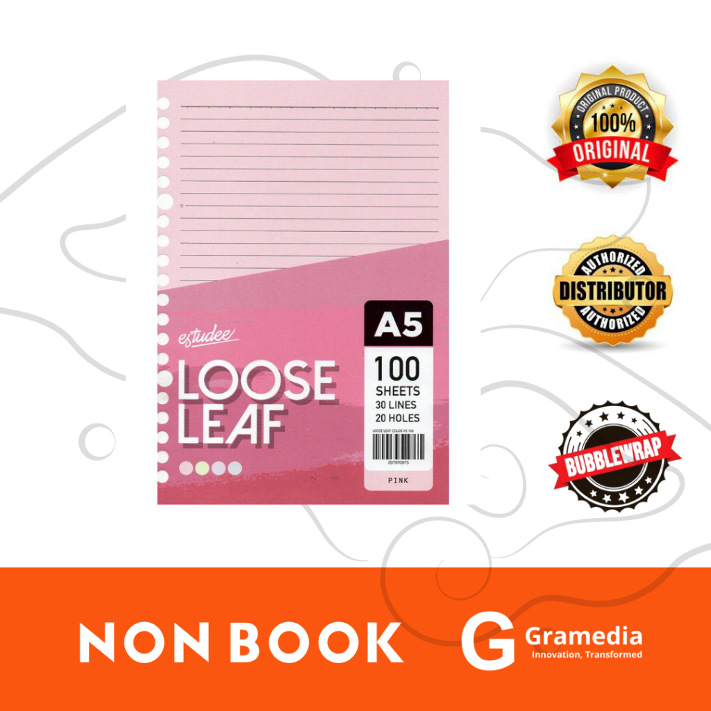 

Gramedia Sukabumi - Estudee Loose Leaf - Kertas Binder A5 100 Warna Pink