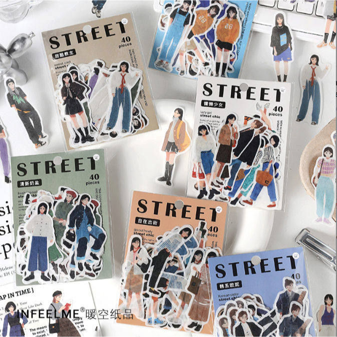 

INFEEL ME STREET Photograph GIrl Sticker SET 40 pieces per pack