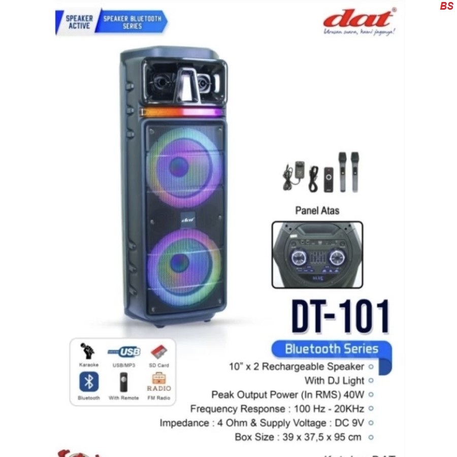 Speaker Portable Wireless Dat DT 101 Original 10 inch Bluetooth