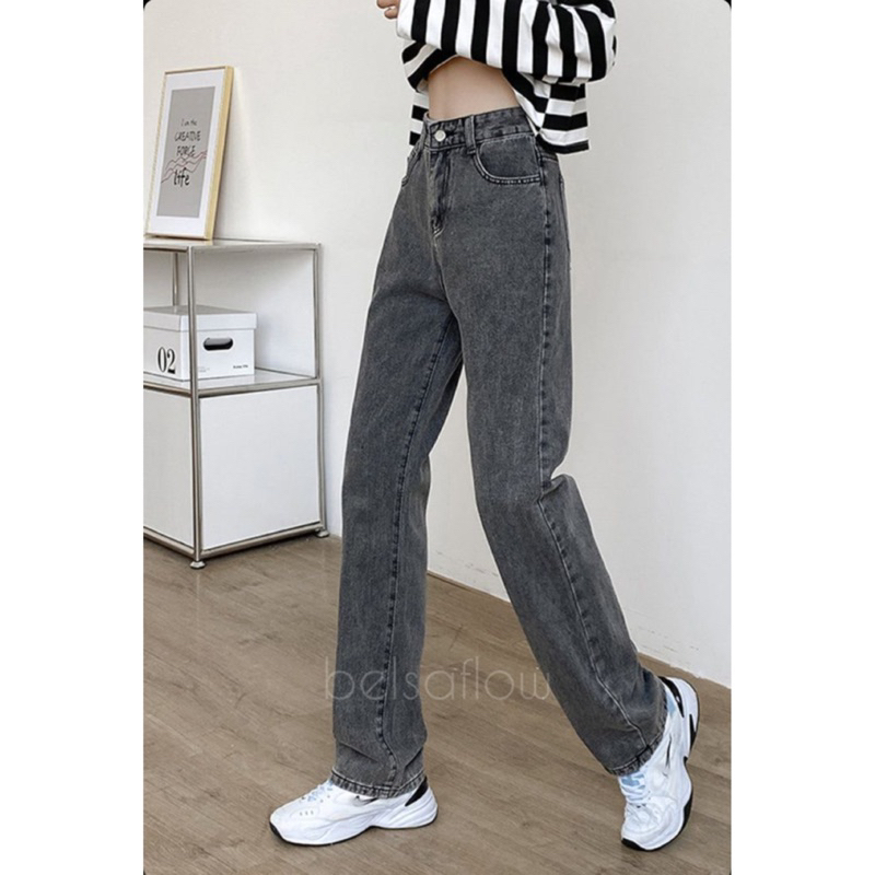 JEANS KULOT SNOW BLACK / HITAM STANDAR DAN JUMBO B005