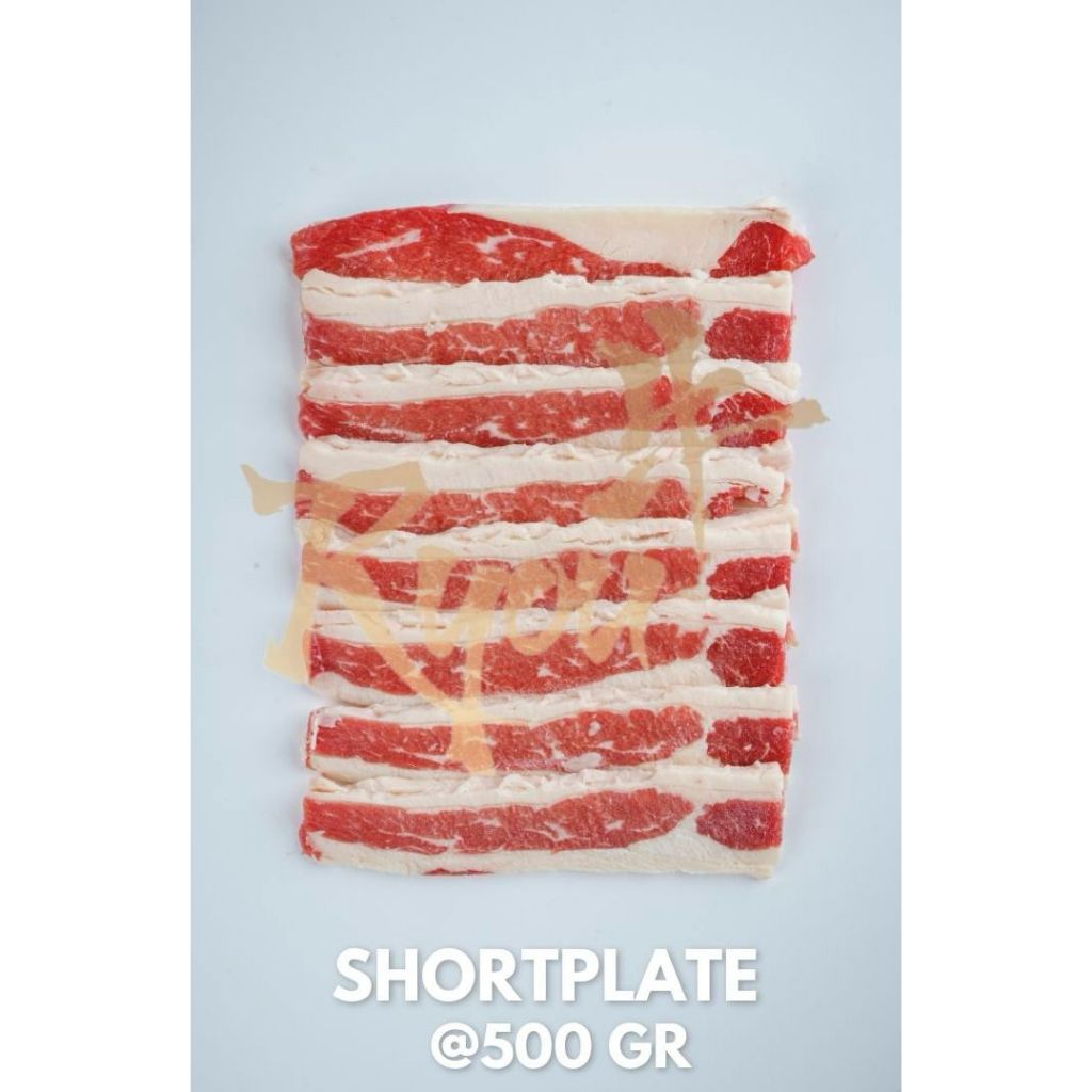 

RB 500GR BEEF PLATE SHORTPLATE ALTERNATIF US DAGING SAPI GRILL SHABU