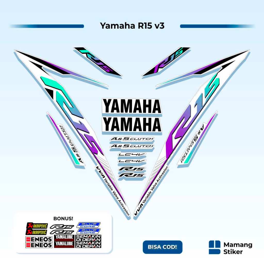 Striping R15 v3 Variasi (10) Full Body Simple Yzf Keren 2017 2018 2019 2020 2021 Api Anime RR Origin
