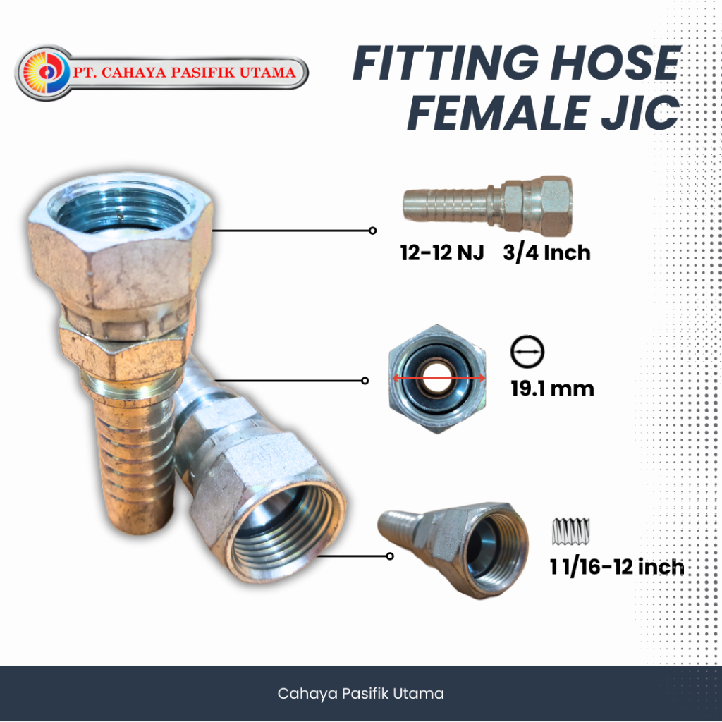 Fitting Hose Female JIC 12-12 (NJ) 3/4 INCH