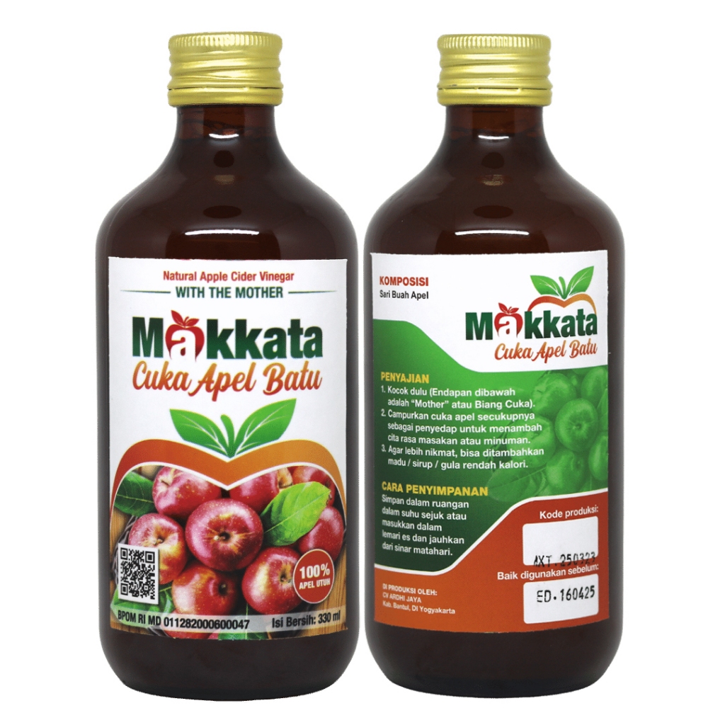 

CUKA APEL Batu Malang MAKKATA Organic Apple Cider Vinegar Original APEL UTUH 330 ml
